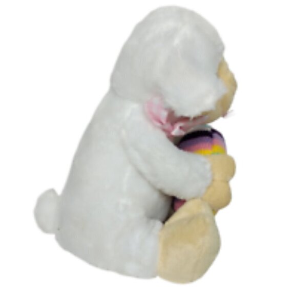 Atico White Lamb Spring Gingham Bow Plush 8.5" - Picture 2 of 6